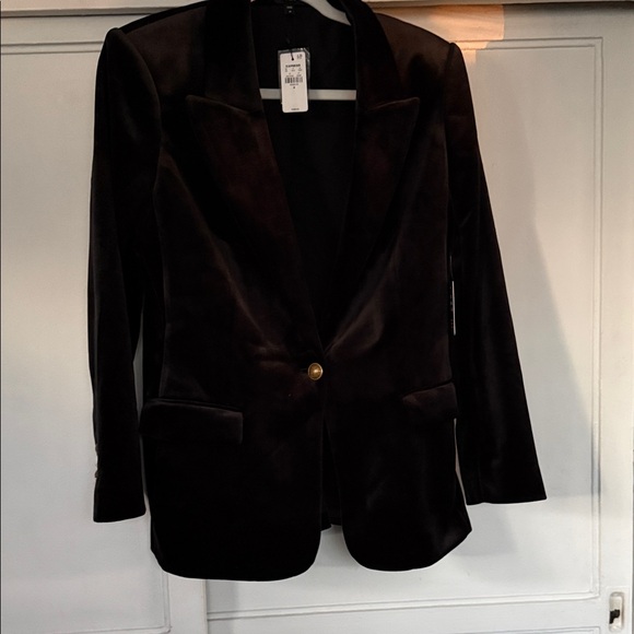 Express Jackets & Blazers - Express Black Velvet Single-Button Blazer